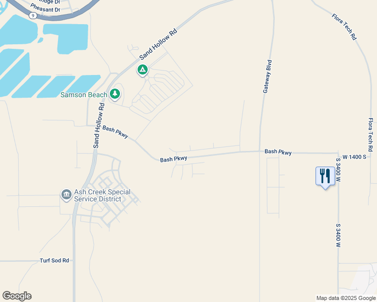 map of restaurants, bars, coffee shops, grocery stores, and more near 3950 West 1440 South in Hurricane