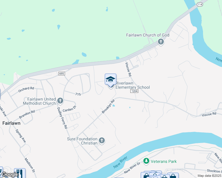 map of restaurants, bars, coffee shops, grocery stores, and more near 8100 Beth Nelson Drive in Fairlawn