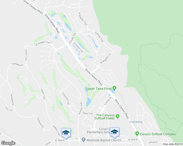 map of restaurants, bars, coffee shops, grocery stores, and more near Snow Canyon in Saint George