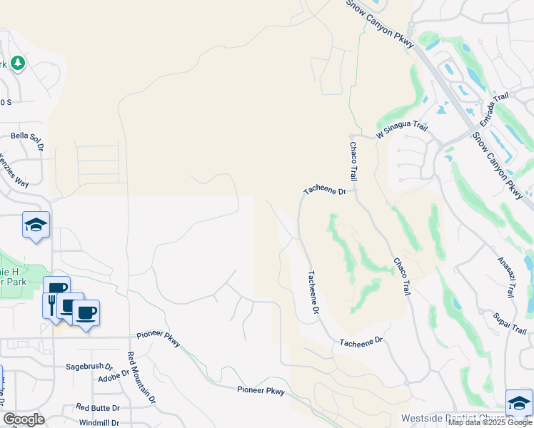 map of restaurants, bars, coffee shops, grocery stores, and more near 2589 Kiva Circle in St. George