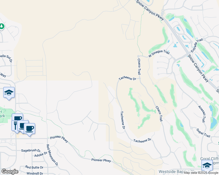 map of restaurants, bars, coffee shops, grocery stores, and more near Kiva Trail in St. George