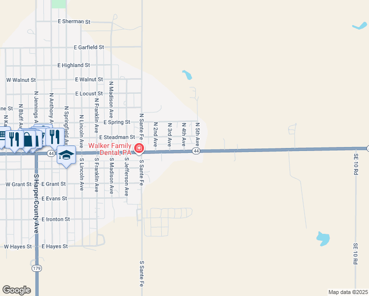 map of restaurants, bars, coffee shops, grocery stores, and more near 123 North 4th Avenue in Anthony