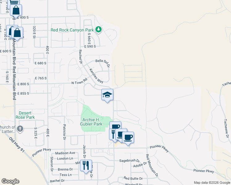 map of restaurants, bars, coffee shops, grocery stores, and more near Rachel Drive in Santa Clara