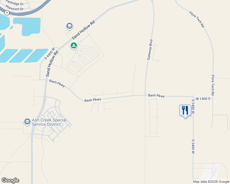 map of restaurants, bars, coffee shops, grocery stores, and more near 3872 West 1440 South in Hurricane