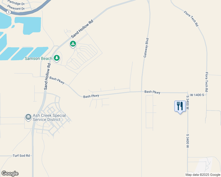 map of restaurants, bars, coffee shops, grocery stores, and more near 3898 West 1440 South in Hurricane