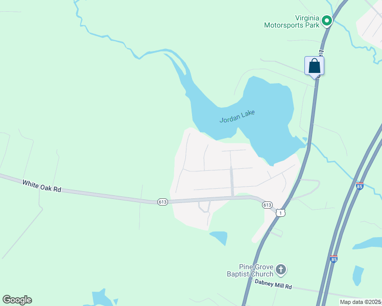 map of restaurants, bars, coffee shops, grocery stores, and more near 8761 Lake Jordan Lane in Petersburg