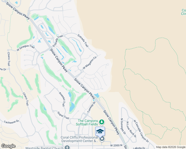 map of restaurants, bars, coffee shops, grocery stores, and more near 2047 Cougar Rock Circle in St. George