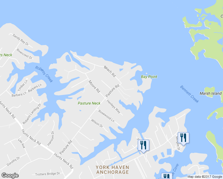 map of restaurants, bars, coffee shops, grocery stores, and more near 6 Hollingsworth Way in Poquoson