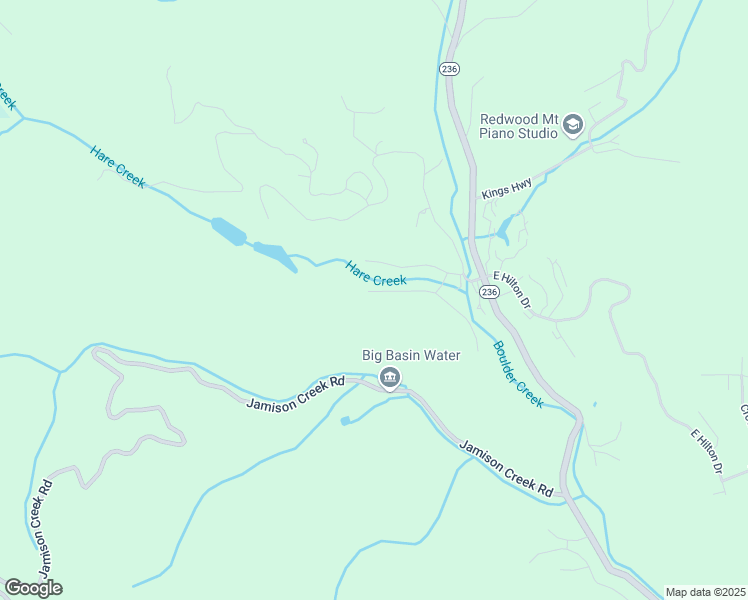 map of restaurants, bars, coffee shops, grocery stores, and more near 133 Lake Drive in Boulder Creek