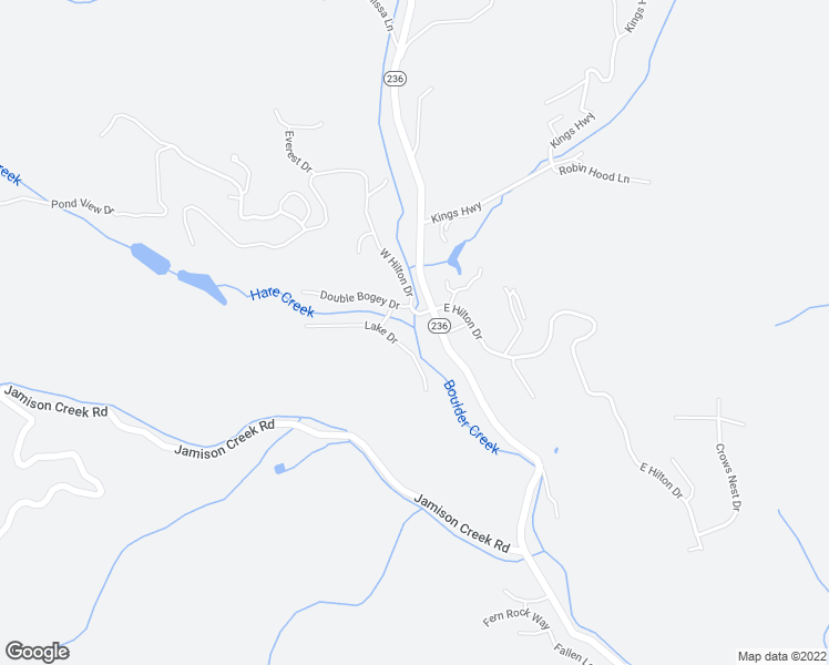 map of restaurants, bars, coffee shops, grocery stores, and more near 108 Lake Drive in Boulder Creek