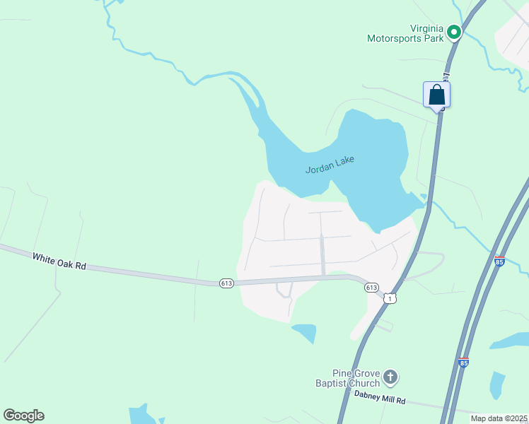 map of restaurants, bars, coffee shops, grocery stores, and more near 8761 Lake Jordan Lane in Petersburg