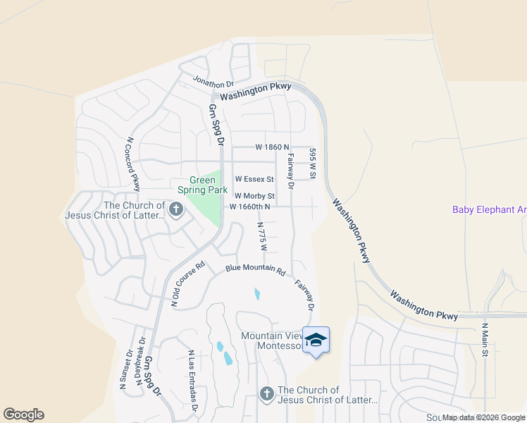 map of restaurants, bars, coffee shops, grocery stores, and more near 771 West 1660th North in Washington