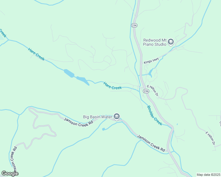 map of restaurants, bars, coffee shops, grocery stores, and more near 372 Lake Drive in Boulder Creek