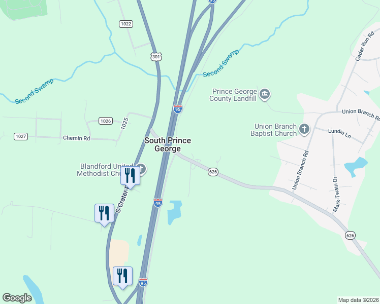 map of restaurants, bars, coffee shops, grocery stores, and more near 2800 Tavern Road in Petersburg