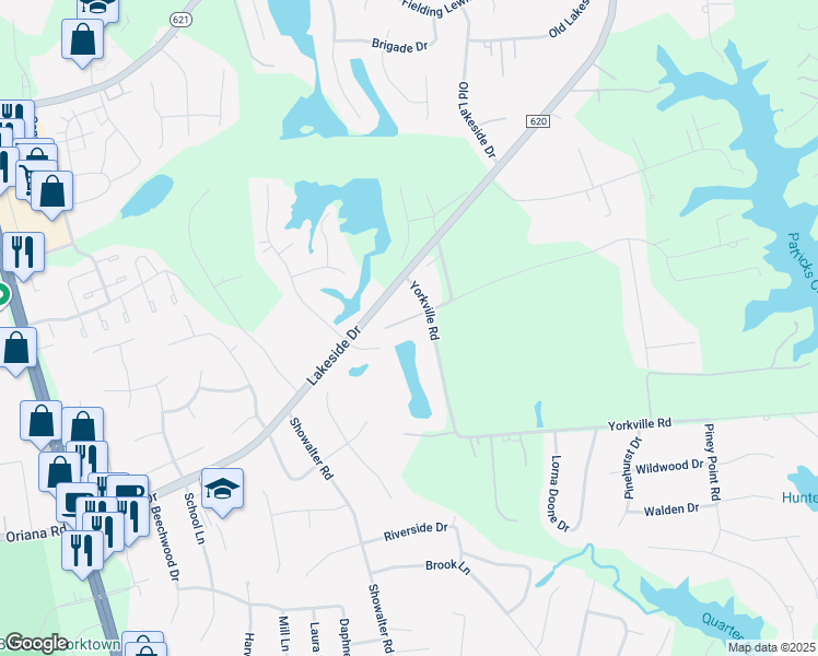 map of restaurants, bars, coffee shops, grocery stores, and more near 202 Yorkville Road in Yorktown