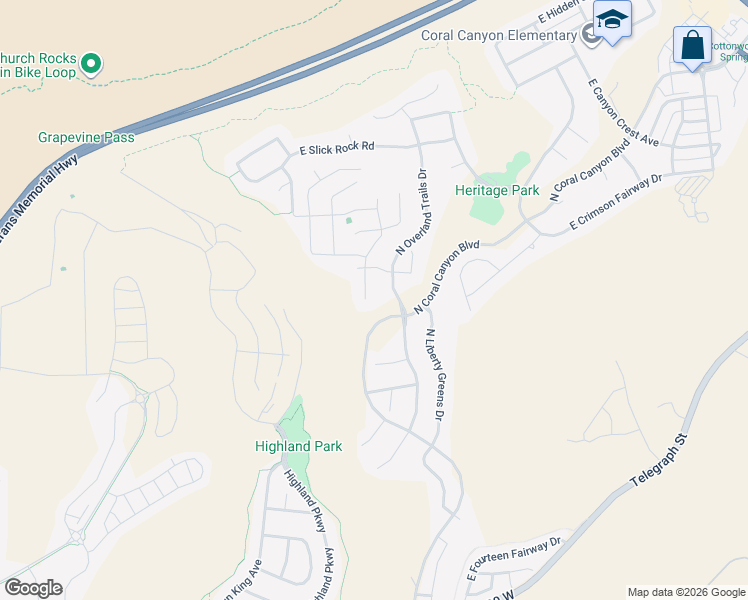 map of restaurants, bars, coffee shops, grocery stores, and more near 1672 North Ranch View Drive in Washington