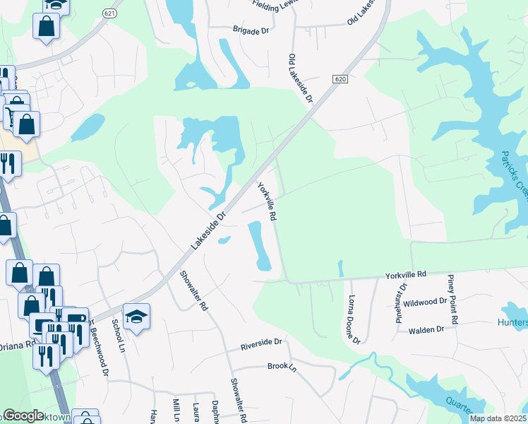 map of restaurants, bars, coffee shops, grocery stores, and more near 204 Yorkville Road in Yorktown