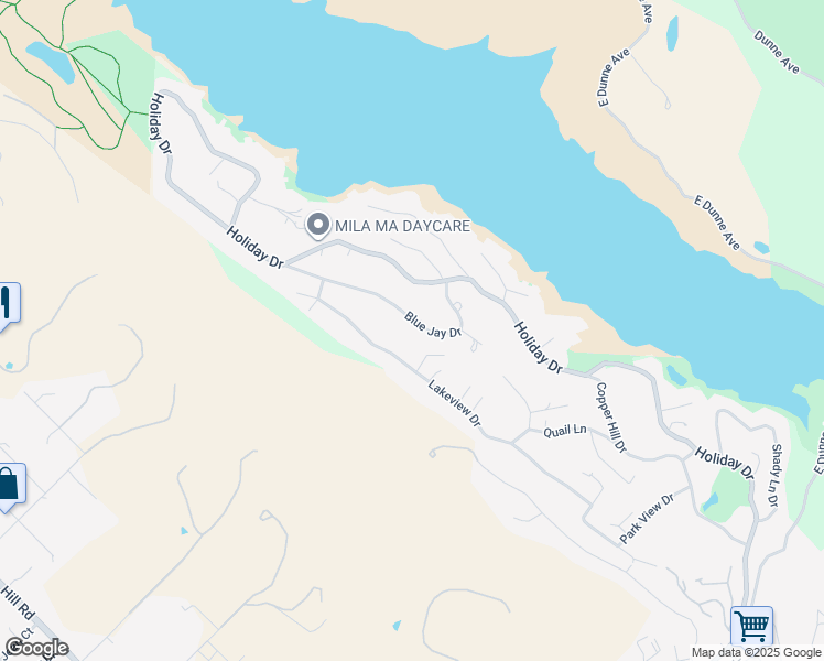 map of restaurants, bars, coffee shops, grocery stores, and more near 17441 Blue Jay Drive in Morgan Hill