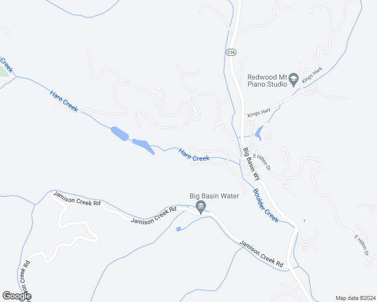 map of restaurants, bars, coffee shops, grocery stores, and more near 235 Double Bogey Drive in Boulder Creek