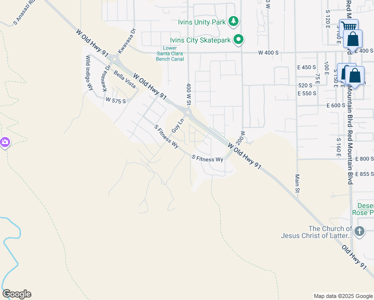 map of restaurants, bars, coffee shops, grocery stores, and more near 366 Fitness Way in Ivins