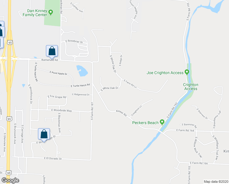 map of restaurants, bars, coffee shops, grocery stores, and more near 4130 East White Oak Drive in Springfield