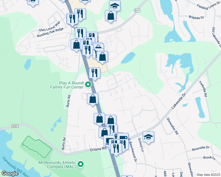 map of restaurants, bars, coffee shops, grocery stores, and more near 100 Choisy Crescent in Yorktown