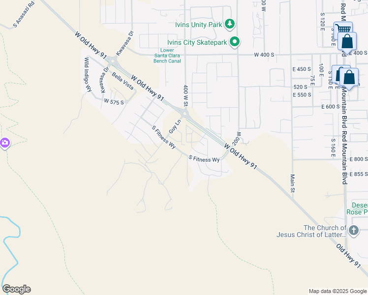 map of restaurants, bars, coffee shops, grocery stores, and more near 366 Fitness Way in Ivins