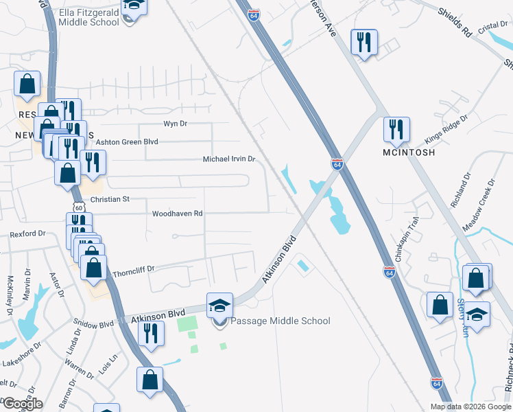 map of restaurants, bars, coffee shops, grocery stores, and more near 510 North Trellis Court in Newport News