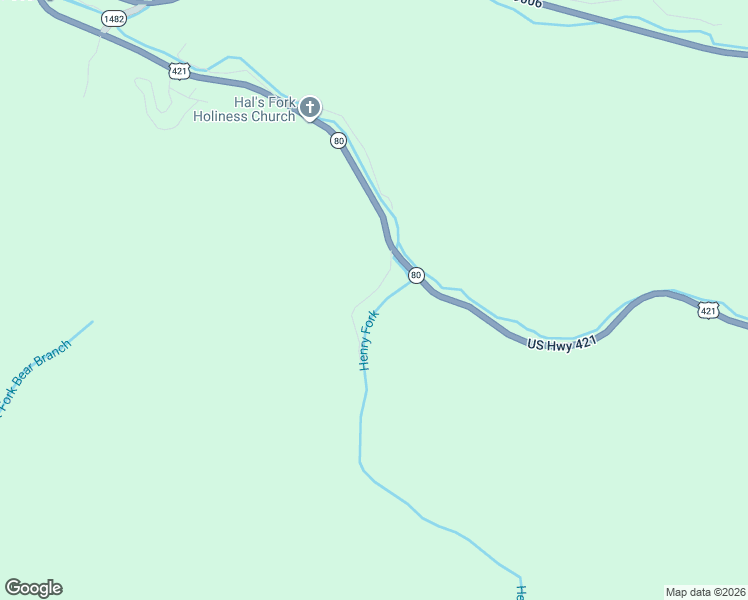 map of restaurants, bars, coffee shops, grocery stores, and more near 105 Henry Fork Road in Hyden