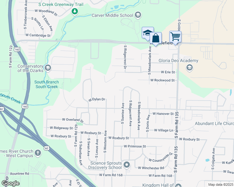 map of restaurants, bars, coffee shops, grocery stores, and more near 3316 Leawood Avenue in Springfield