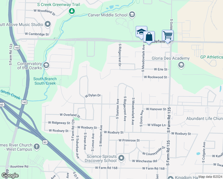 map of restaurants, bars, coffee shops, grocery stores, and more near 3316 Leawood Avenue in Springfield