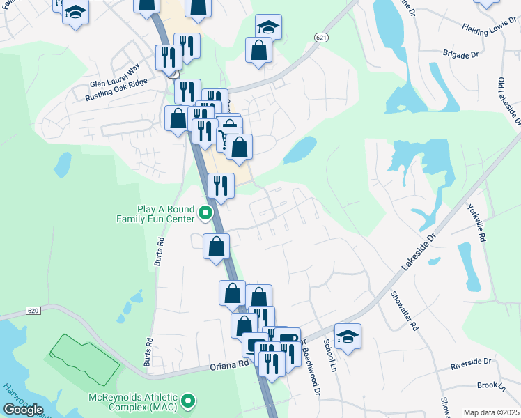 map of restaurants, bars, coffee shops, grocery stores, and more near 112 Haverstraw Court in Yorktown