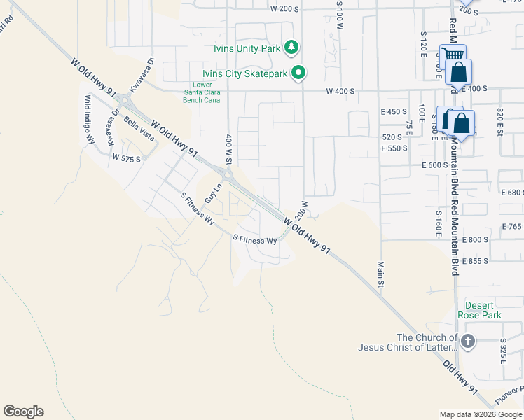 map of restaurants, bars, coffee shops, grocery stores, and more near 290 Fitness Way in Ivins