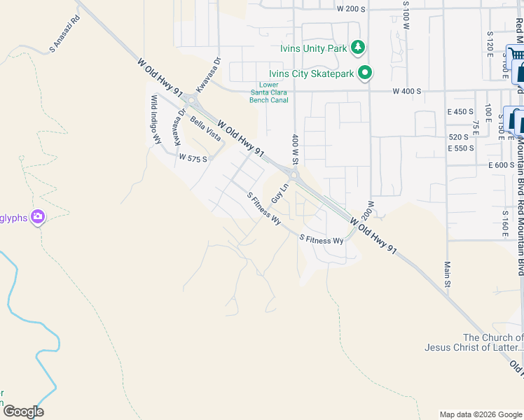 map of restaurants, bars, coffee shops, grocery stores, and more near Normandy Road in Ivins