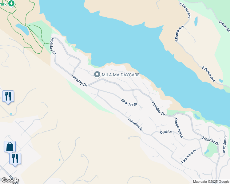 map of restaurants, bars, coffee shops, grocery stores, and more near 17460 Blue Jay Dr in Morgan Hill