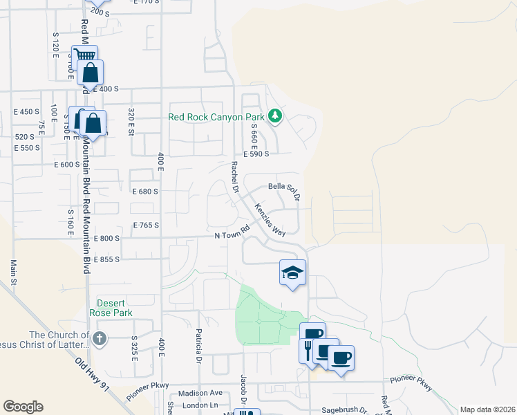 map of restaurants, bars, coffee shops, grocery stores, and more near Kenzies Way in Santa Clara