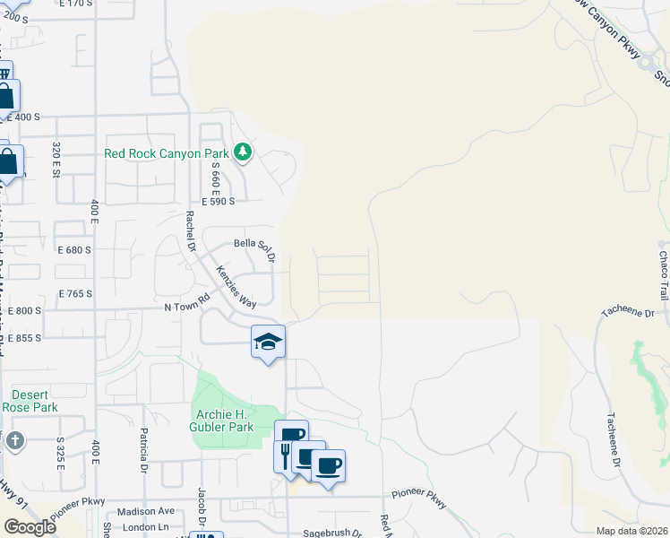 map of restaurants, bars, coffee shops, grocery stores, and more near 598 South Chula Vista Drive in Santa Clara