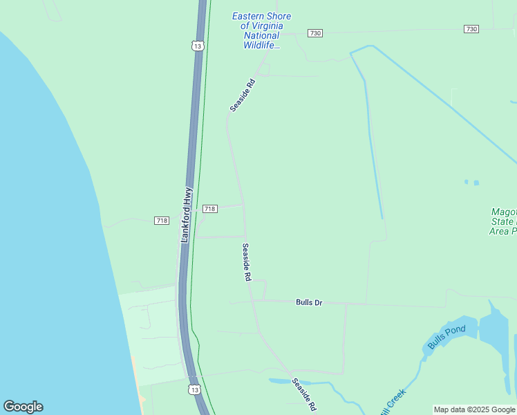 map of restaurants, bars, coffee shops, grocery stores, and more near 31093 Seaside Road in Cape Charles