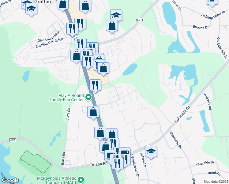 map of restaurants, bars, coffee shops, grocery stores, and more near 220 Choisy Crescent in Yorktown