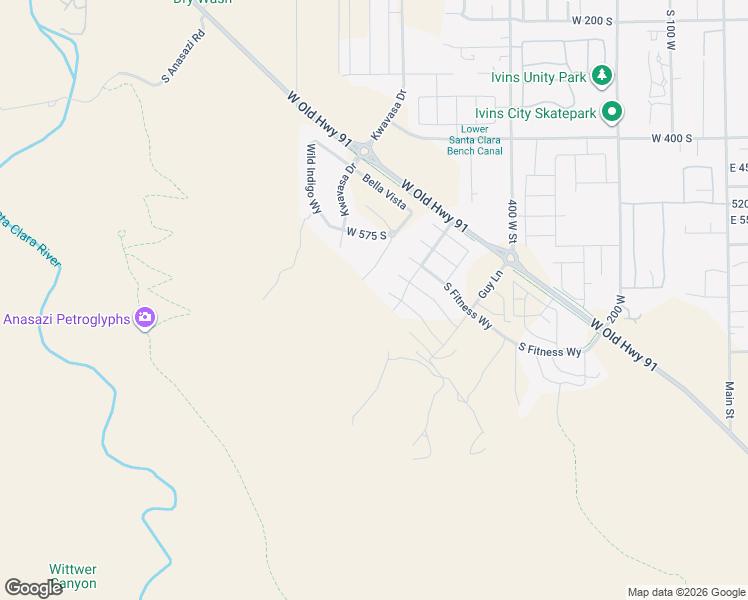 map of restaurants, bars, coffee shops, grocery stores, and more near Earl Drive in Ivins