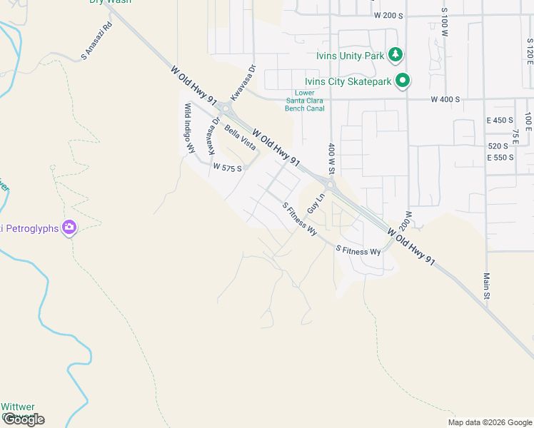 map of restaurants, bars, coffee shops, grocery stores, and more near 483 Palo Verde Way in Ivins