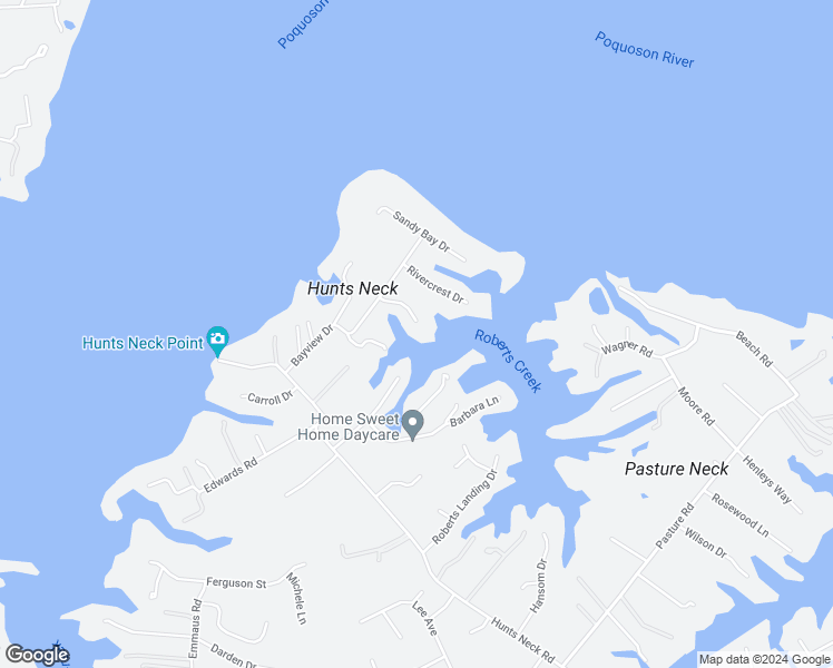 map of restaurants, bars, coffee shops, grocery stores, and more near 7 Harbour View Drive in Poquoson