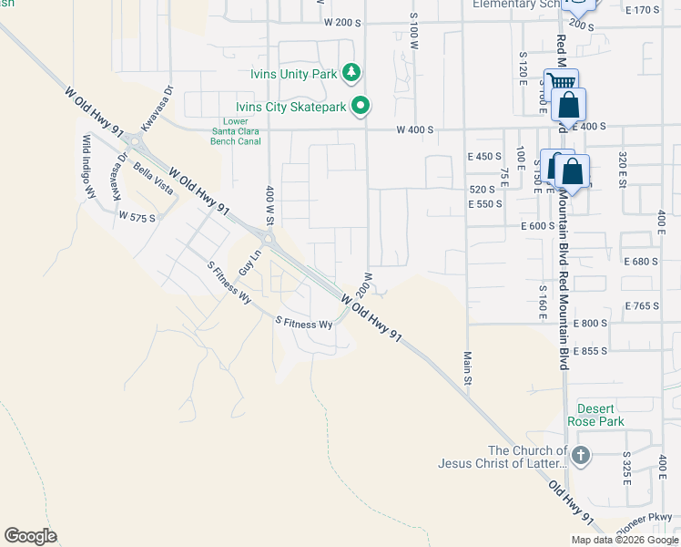 map of restaurants, bars, coffee shops, grocery stores, and more near 690 South 230 West in Ivins