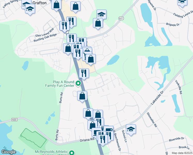 map of restaurants, bars, coffee shops, grocery stores, and more near 209 Choisy Crescent in Yorktown