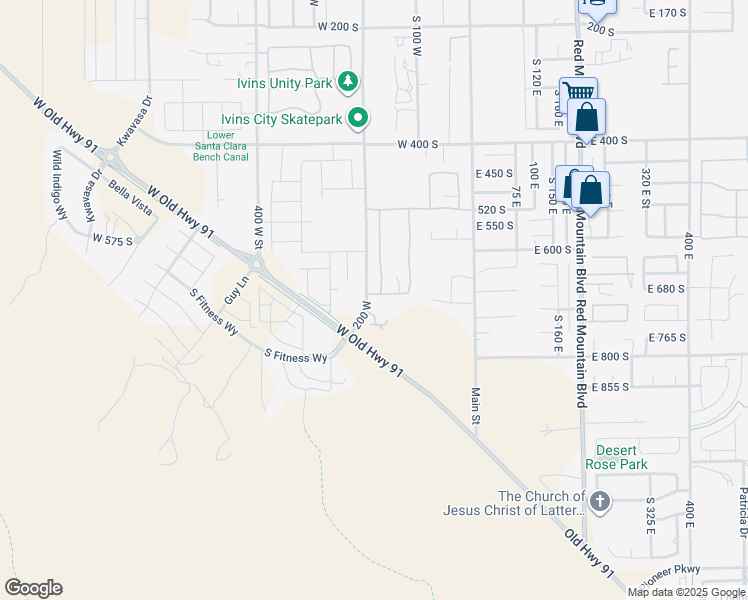 map of restaurants, bars, coffee shops, grocery stores, and more near 191 West 685 South in Ivins