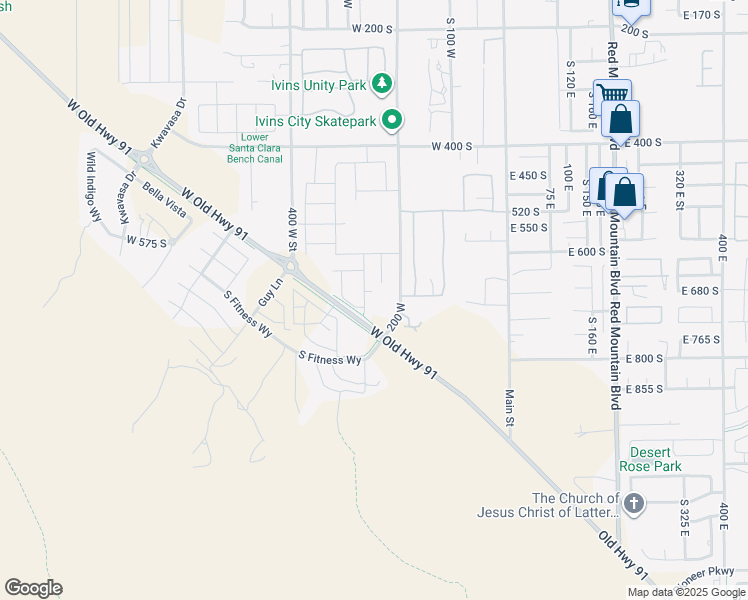 map of restaurants, bars, coffee shops, grocery stores, and more near 690 South 230 West in Ivins