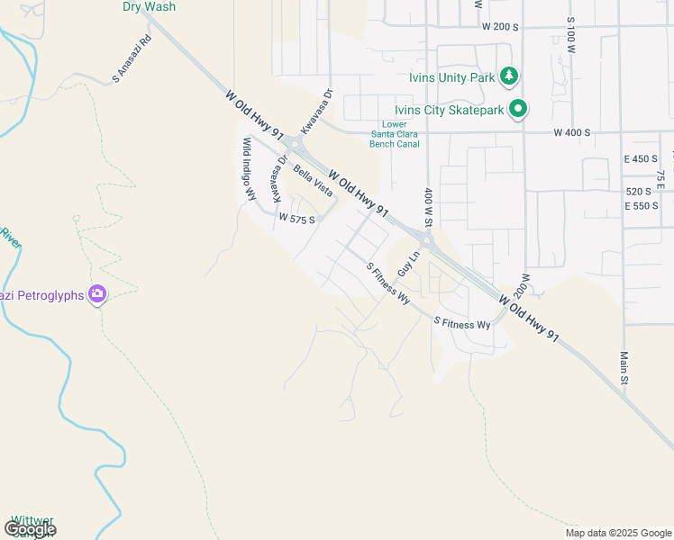map of restaurants, bars, coffee shops, grocery stores, and more near 517 Palo Verde Way in Ivins