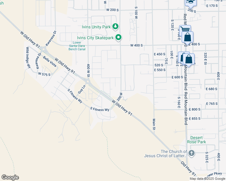 map of restaurants, bars, coffee shops, grocery stores, and more near 686 South 230 West in Ivins