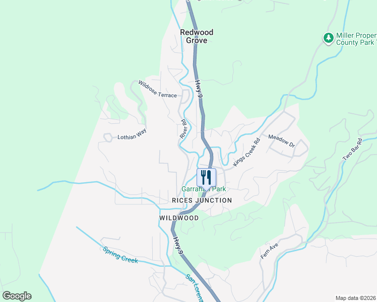 map of restaurants, bars, coffee shops, grocery stores, and more near 495 Primavera Road in Boulder Creek