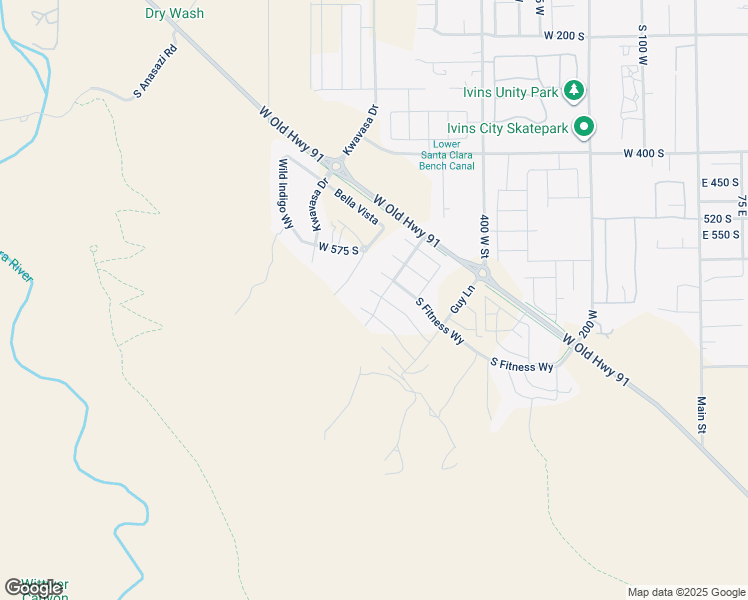 map of restaurants, bars, coffee shops, grocery stores, and more near 529 Palo Verde Way in Ivins